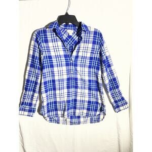 J.CREW Blue Plaid Popover Collared Shirt, XXS